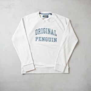 Original Penguin Large Mens Sweatshirt Oatmeal Graphic Logo Pullover